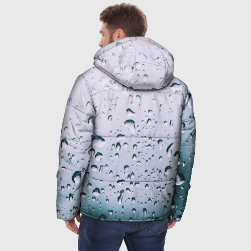Мужская зимняя куртка 3D Капли окно стекло дождь серо, цвет черный - фото 4