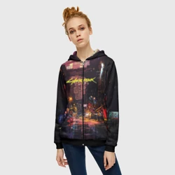 Женская толстовка 3D на молнии Cyberpunk 2077:киберпанкs - фото 2