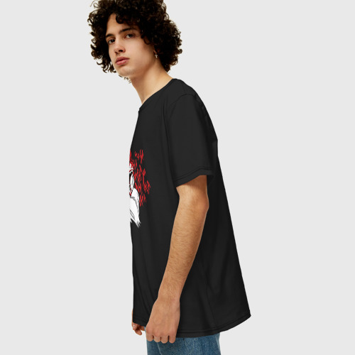 Мужская футболка хлопок Oversize с принтом Безумный медведь, вид сбоку #3