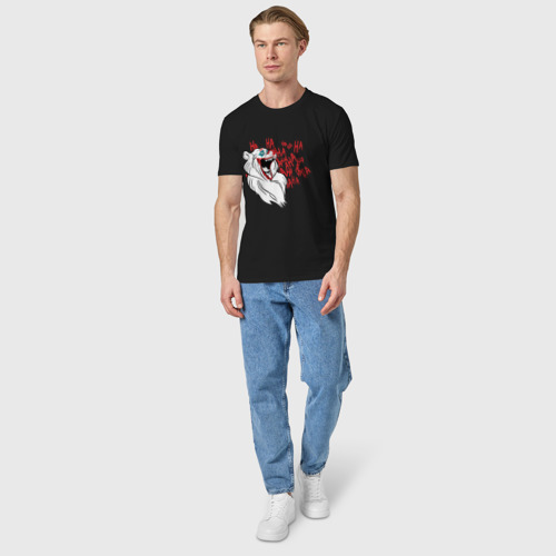 Мужская футболка хлопок Безумный медведь, цвет черный - фото 5
