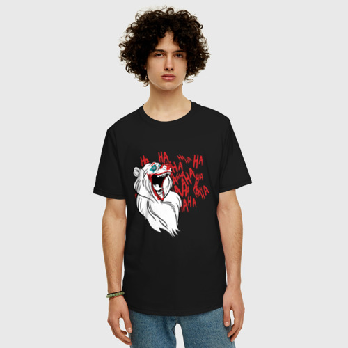 Мужская футболка хлопок Oversize с принтом Безумный медведь, фото на моделе #1