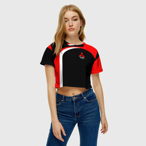 Женская футболка Crop-top 3D EVO Racer uniform, цвет 3D печать - фото 3