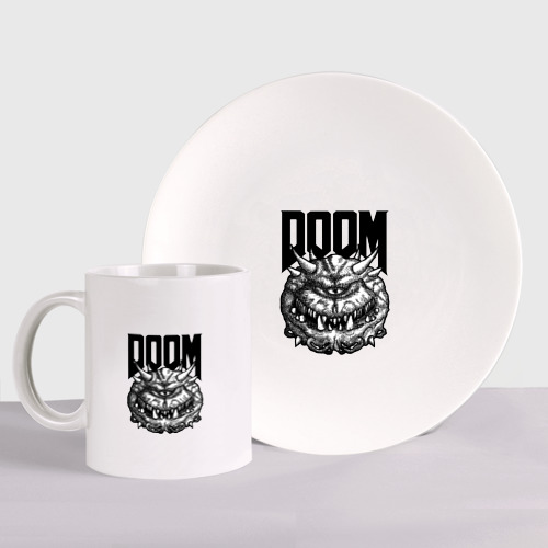 Набор: тарелка + кружка Какодемон Дум Doom eternal