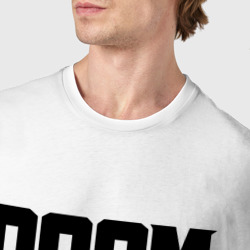 Футболка с принтом Какодемон Дум Doom eternal для мужчины, вид на модели спереди №4. Цвет основы: белый