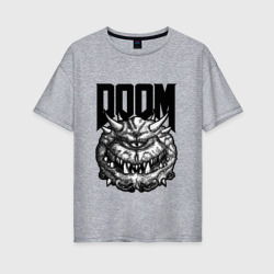 Женская футболка хлопок Oversize Какодемон Дум Doom eternal