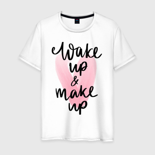 Мужская футболка хлопок Wake up & Make up, цвет белый