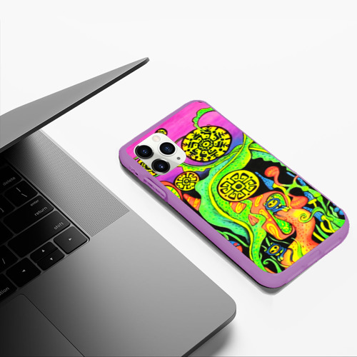 Чехол для iPhone 11 Pro Max матовый Кислота кислотный, цвет фиолетовый - фото 5