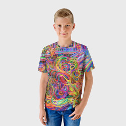 Детская футболка 3D Неоновые линии абстракция - фото 2