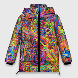 Женская зимняя куртка Oversize Неоновые линии абстракция
