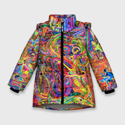 Зимняя куртка для девочек 3D Неоновые линии абстракция