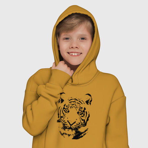 Детское худи Oversize хлопок Тигр, цвет горчичный - фото 12