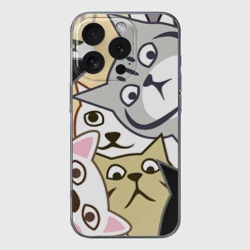 Чехол для iPhone 16 Pro Max силиконовый с защитой камеры Котики шпионы