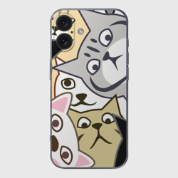 Чехол для iPhone 16 силиконовый с защитой камеры Котики шпионы