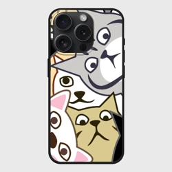 Чехол силиконовый для Apple iPhone 15 Pro Мax матовый Котики шпионы