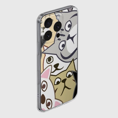 Чехол для iPhone 16 Pro силиконовый с защитой камеры Котики шпионы - фото 3