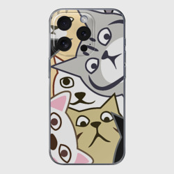 Чехол для iPhone 15 Pro Max силиконовый с защитой камеры Котики шпионы