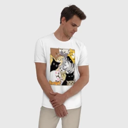 Мужская пижама с белой футболкой хлопок Котики шпионы - фото 2