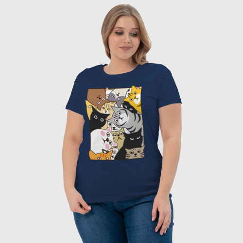 Женская футболка хлопок Котики шпионы, цвет темно-синий - фото 6