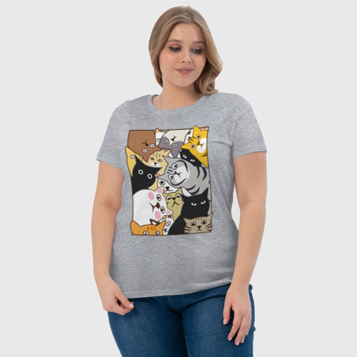 Женская футболка хлопок с принтом Котики шпионы, фото #4