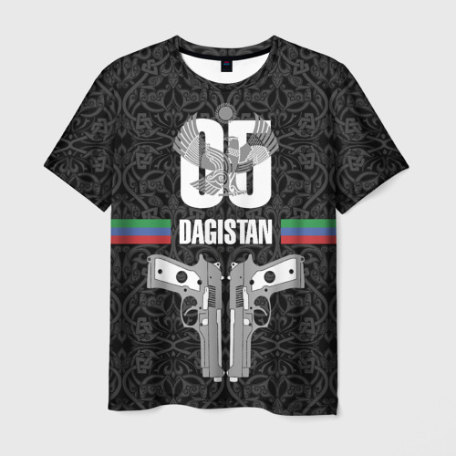 Мужская футболка с принтом Дагестан - пистолеты, вид спереди №1