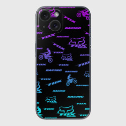 Чехол для iPhone 15 силиконовый с защитой камеры Форма для мотокросса FOX