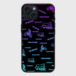 Чехол силиконовый для Apple iPhone 15 матовый Форма для мотокросса FOX