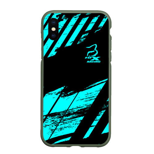 Чехол для iPhone XS Max матовый Форма для мотокросса FOX, цвет темно-зеленый