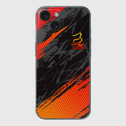 Чехол для iPhone 15 силиконовый с защитой камеры Форма для мотокросса FOX