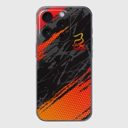 Чехол для iPhone 15 Pro силиконовый с защитой камеры Форма для мотокросса FOX