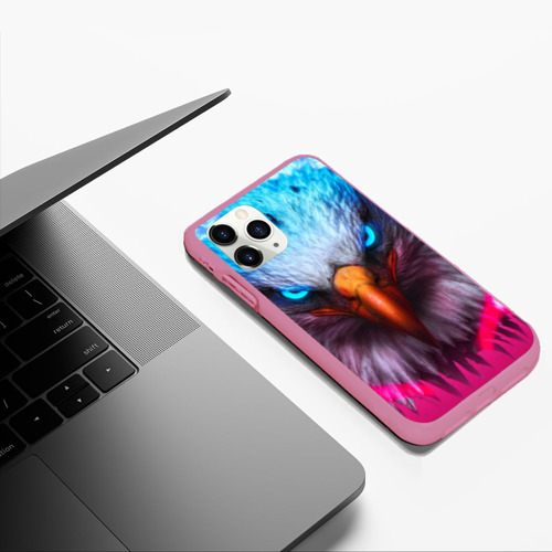 Чехол для iPhone 11 Pro Max матовый Взгляд орла Eagle gaze, цвет малиновый - фото 5