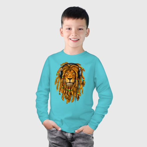 Детский лонгслив хлопок RastaLion, цвет бирюзовый - фото 3