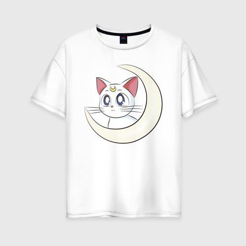 Женская футболка оверсайз из хлопка с принтом Artemis moon, вид спереди №1