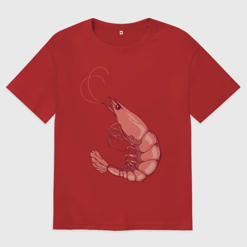 Женская футболка хлопок Oversize с принтом Креветка, вид спереди #2