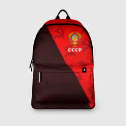 Рюкзак с принтом СССР USSR для любого человека, вид спереди №3. Цвет основы: белый