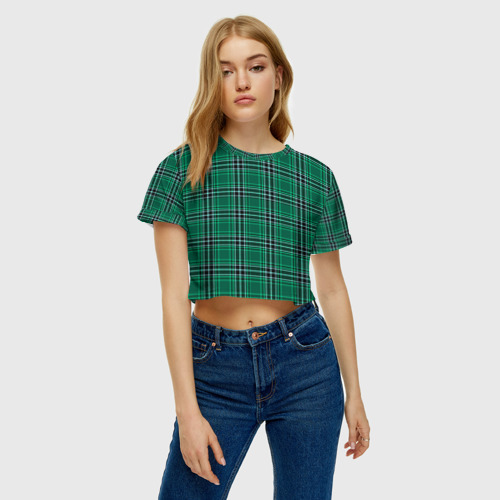 Женская футболка Crop-top 3D The Gentlemen Green, цвет 3D печать - фото 3