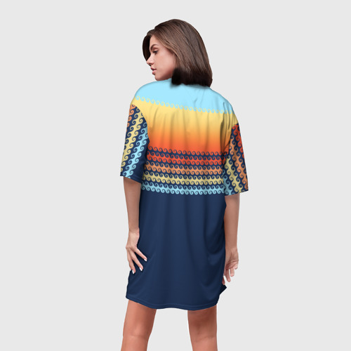 Платье-футболка 3D Летние волны и пальма, цвет 3D печать - фото 4