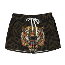 Женские шорты 3D Тигровый стимпанк (Tiger)