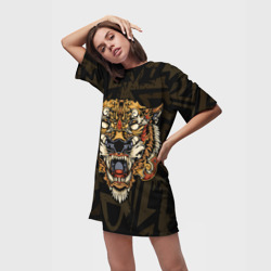 Платье-футболка 3D Тигровый стимпанк (Tiger) - фото 2