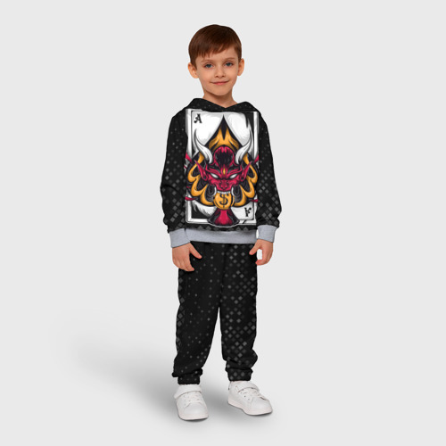 Детский костюм с толстовкой 3D Карточный дьявол Пиковый туз, цвет меланж - фото 3