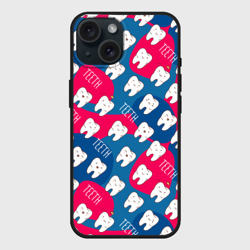 Чехол силиконовый для Apple iPhone 15 матовый Зубы