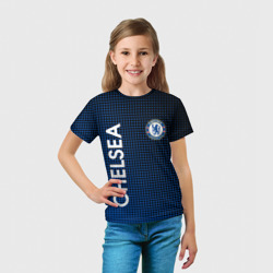 Футболка с принтом Chelsea для ребенка, вид на модели спереди №3. Цвет основы: белый