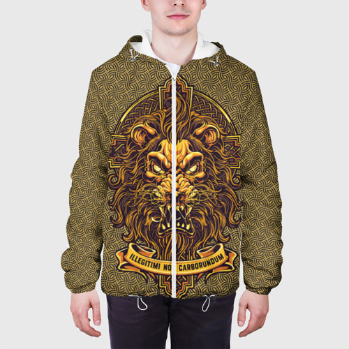 Мужская куртка 3D Золотой лев на кресте, цвет 3D печать - фото 4
