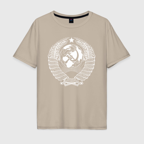 Мужская футболка хлопок Oversize с принтом СССР (двусторонняя), вид спереди #2