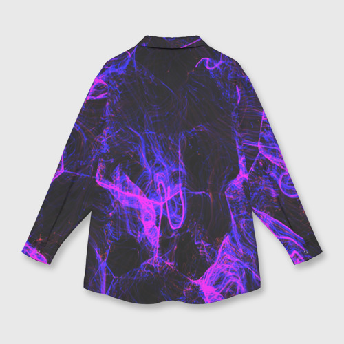 Женская рубашка oversize 3D с принтом Неоновый дым, вид сзади #1