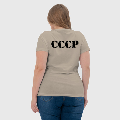 Женская футболка хлопок с принтом СССР двусторонняя, вид сзади #2