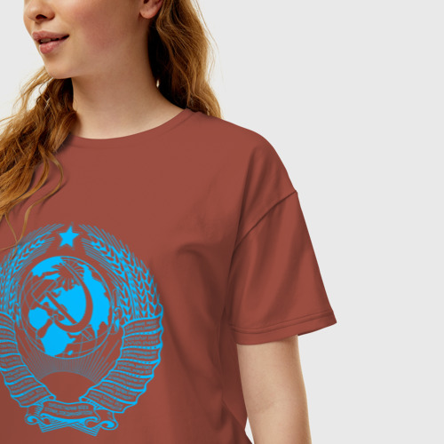 Женская футболка хлопок Oversize с принтом СССР двусторонняя, фото на моделе #1