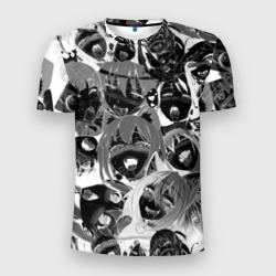 Ахегао паттерн черный – Мужская футболка 3D Slim с принтом купить со скидкой в -9%