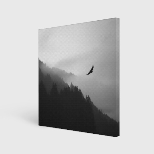 Холст квадратный Орёл над лесом, цвет 3D печать
