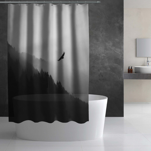 Штора 3D для ванной Орёл над лесом - фото 3