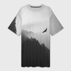 Платье-футболка 3D Орёл над лесом